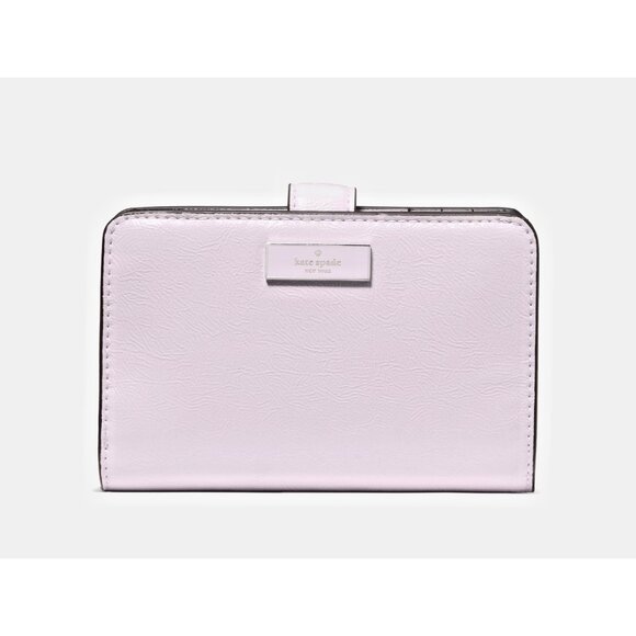 New Kate Spade Bridget Crinkle Patent Medium Compact Bifold Lilac Moonlight - Picture 1 of 3